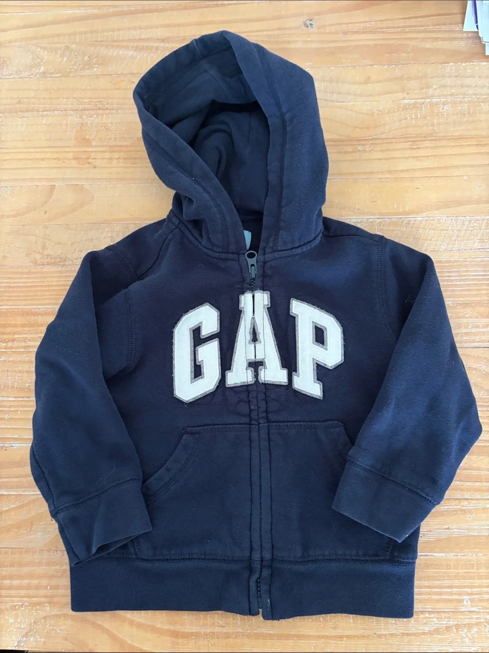 GAP Navy Blue Zip Hoodie with White Logo - Kids
